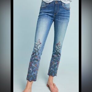Driftwood Candace Mid-Rise Embroidered Ankle Jeans